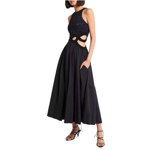 Aje Catara Black Cut-Out Midi-Dress
